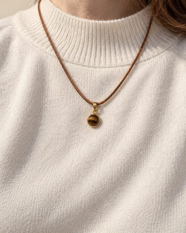 Collier MELLIA Nature-œil de tigre naturel.