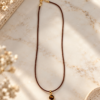 Collier MELLIA Nature-œil de tigre naturel.