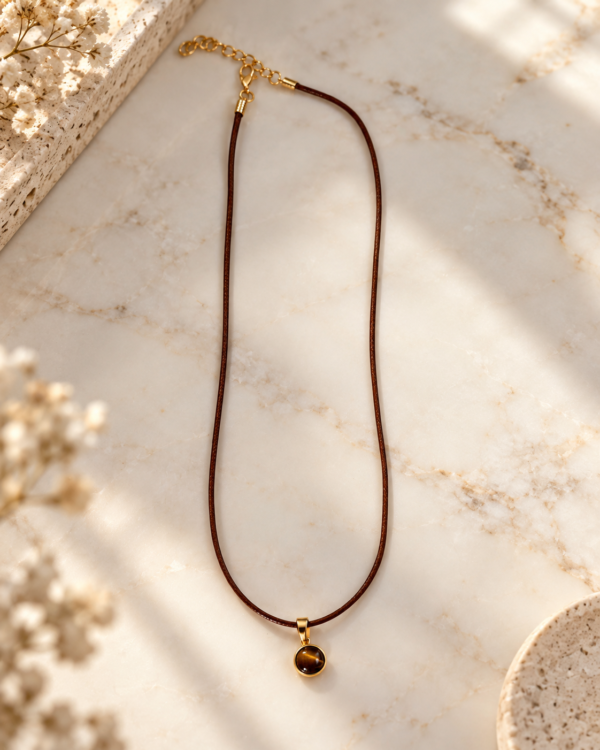 Collier MELLIA Nature-œil de tigre naturel.