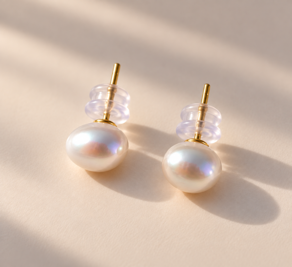 Puces d’oreilles ÉPURE — perles d’eau douce