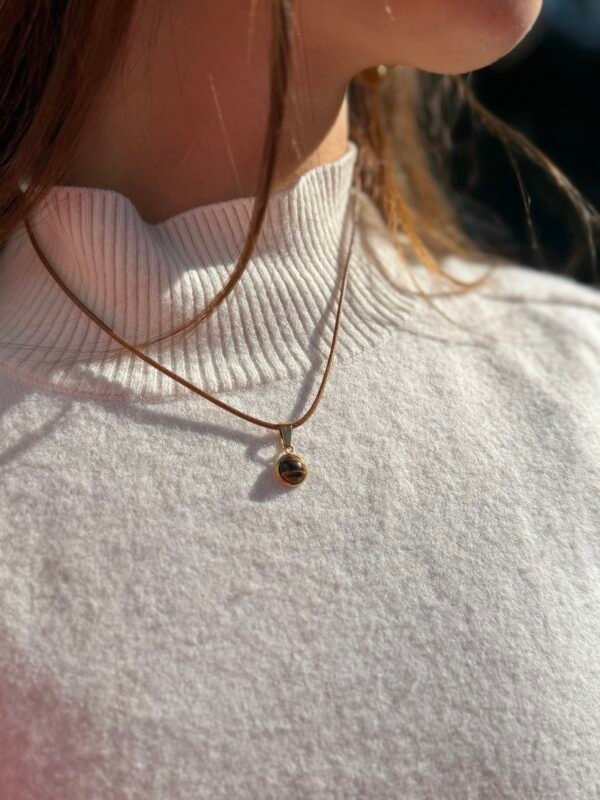 Collier MELLIA Nature-œil de tigre naturel.