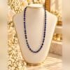 azur lapis lazuli collier eclaircie Collier AZUR en lapis-lazuli avec perles cubes couleur or