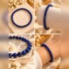 AZURA – lapis-lazuli Bracelet AZURA en lapis-lazuli porté au poignet et mis en scène, collage