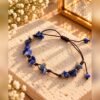 Bracelet sodalite, éclats de pierres bleues et nœud coulissant