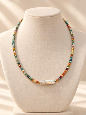 collier-multicolore-nacre-01 Collier pierres naturelles multicolores et nacre véritable — SERINAÉ