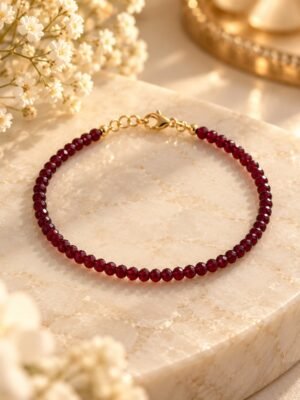 garance-grenat-bracelet Bracelet GARANCE en grenat naturel facetté 3 mm, finitions dorées