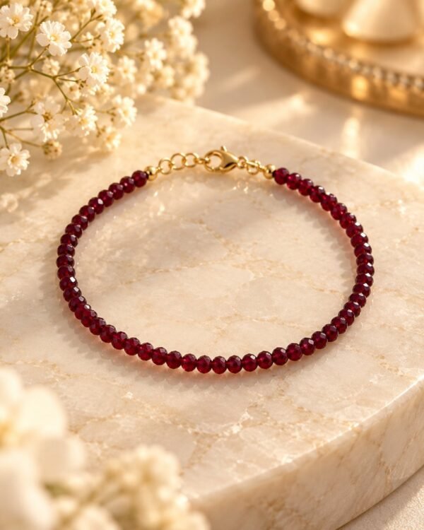 garance-grenat-bracelet Bracelet GARANCE en grenat naturel facetté 3 mm, finitions dorées